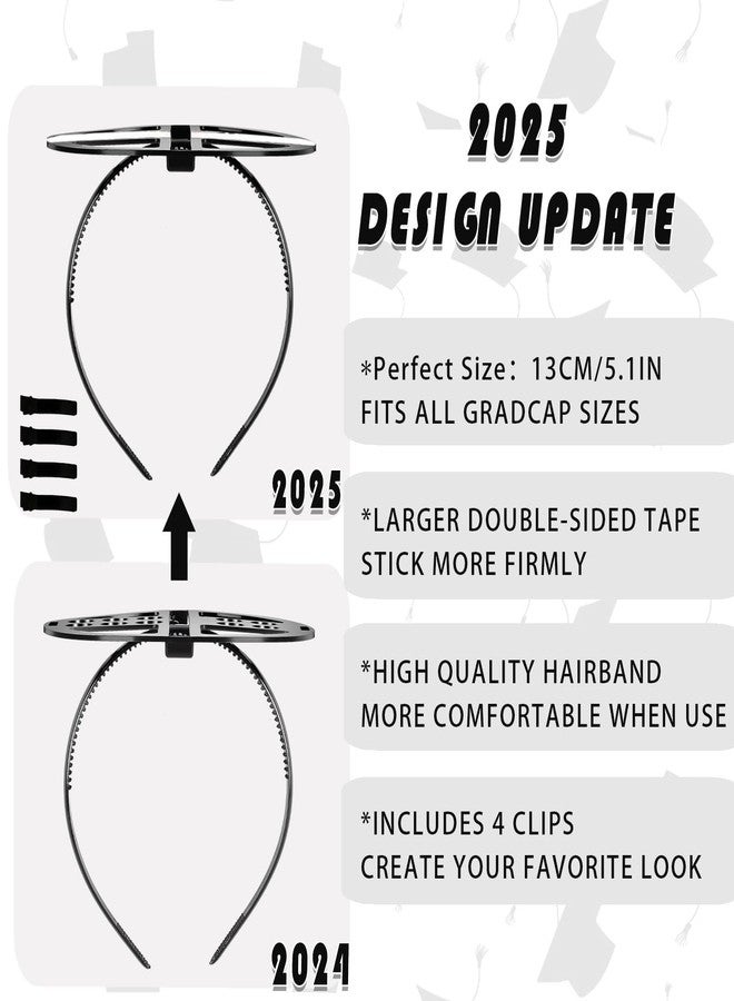 EMOOULI 1 Pcs Black Graduation Cap HeadBand, Secure Grad And Hairstyle With 4 hair clips, Not Change Hair, Grad Cap Hairband for Graduates, Students, Women(Not Including the Grad Hat) - Image 2